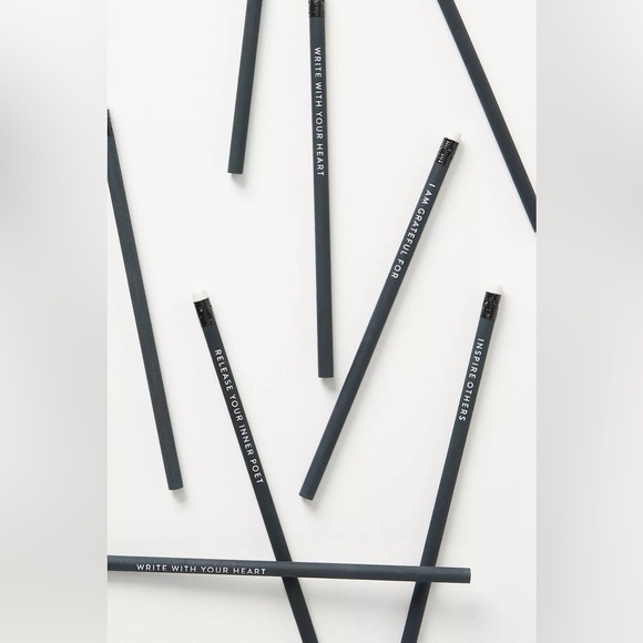 ANTHROPOLOGIE INSPIRATIONAL BLACK MALIN PENCILS NEW SET OF 8 - Picture 2 of 4